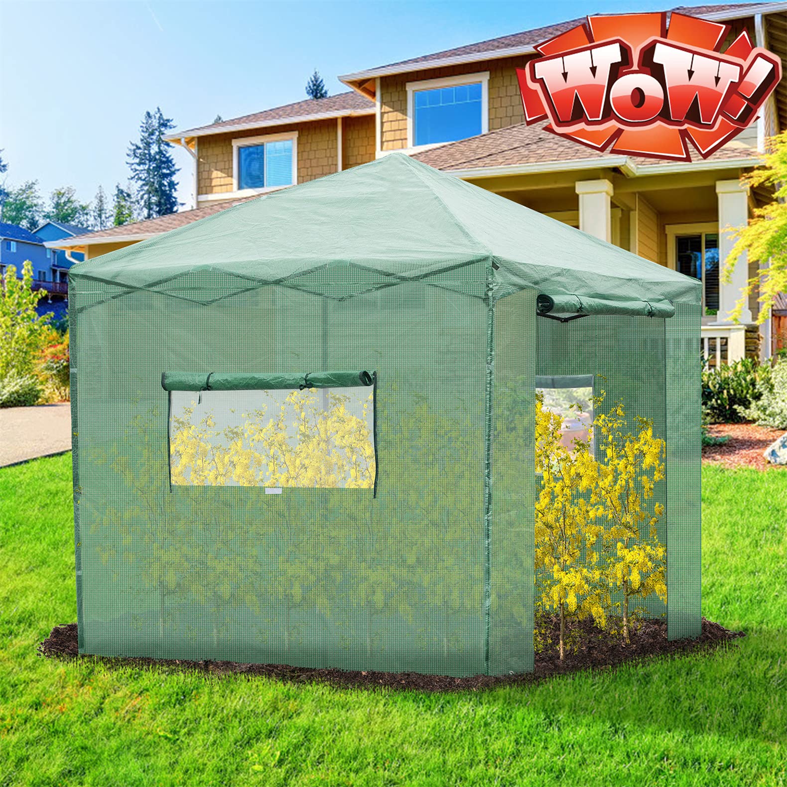 TOEIGEYNR 86 FT Walk-in Greenhouse Tunnel - Portable Pop-up Greenhouse for Indoor & Outdoor Use, Foldable Greenhouse Shed with Roll-up Doors for Growing Flowers, Herbs, Vegetables - Perfect for Backyard Gardening, Urban Farming & Plant Protection