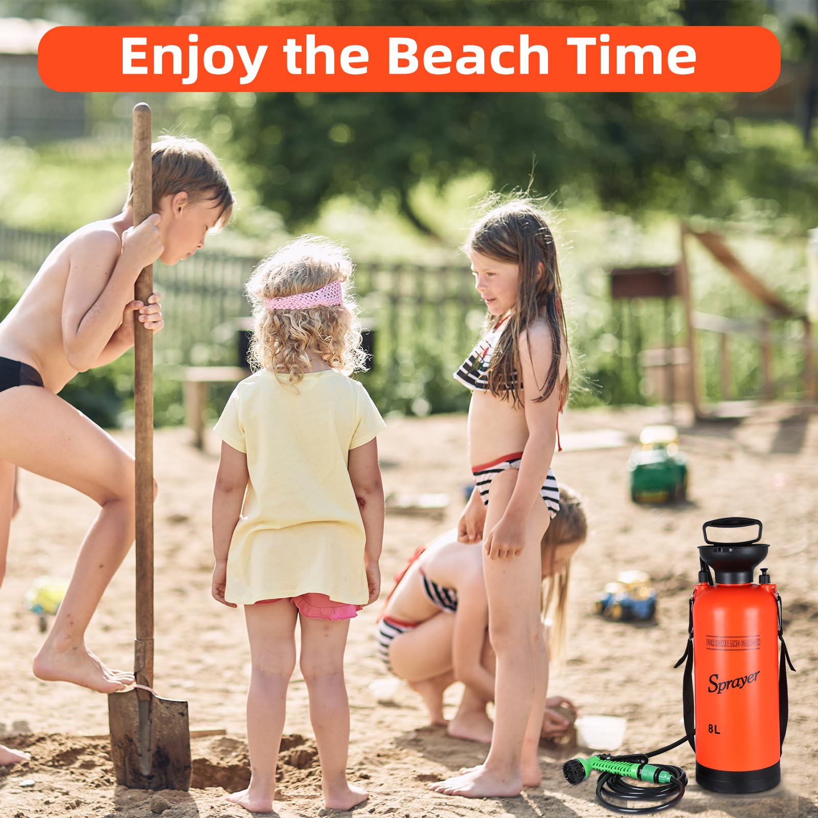 Portable Camping Shower with 7 Spray Modes - Hand Press Outdoor Shower with Removable Hose & Shower Head - Pressure Rinse Kit for Hiking, Travel, Beach, Garden & Pet Washing - Perfect for RV Trips, Off-Grid Living & Emergency Use