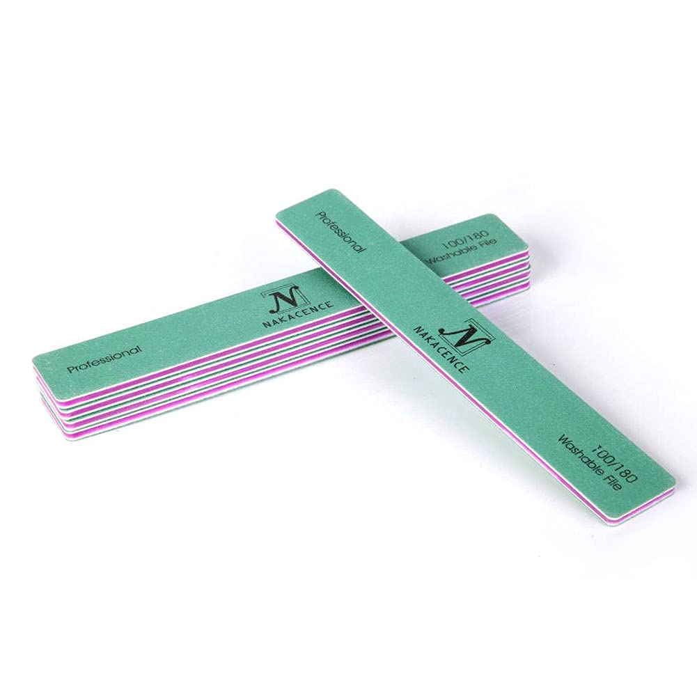 Professional 100/180 Grit Double-Sided Nail Files - Washable Dustless Emery Boards for Natural Nails, Manicures & Nail Art | Perfect for DIY Home Care & Salon Use