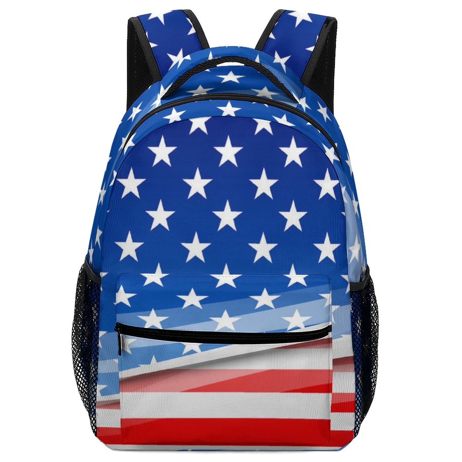 Stylish 16 Inch Lightweight American Flag Backpack for Men & Women - Durable School Bookbag, Travel Daypack & Laptop Bag with Soft Shoulder Straps | Perfect for College, Commuting & Outdoor Adventures