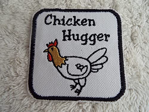 Chicken Hugger Embroidered Iron On Patch - Cute Applique for DIY Crafts, Jackets, Bags & Backpacks - Perfect for Sewing Projects & Clothing Customization