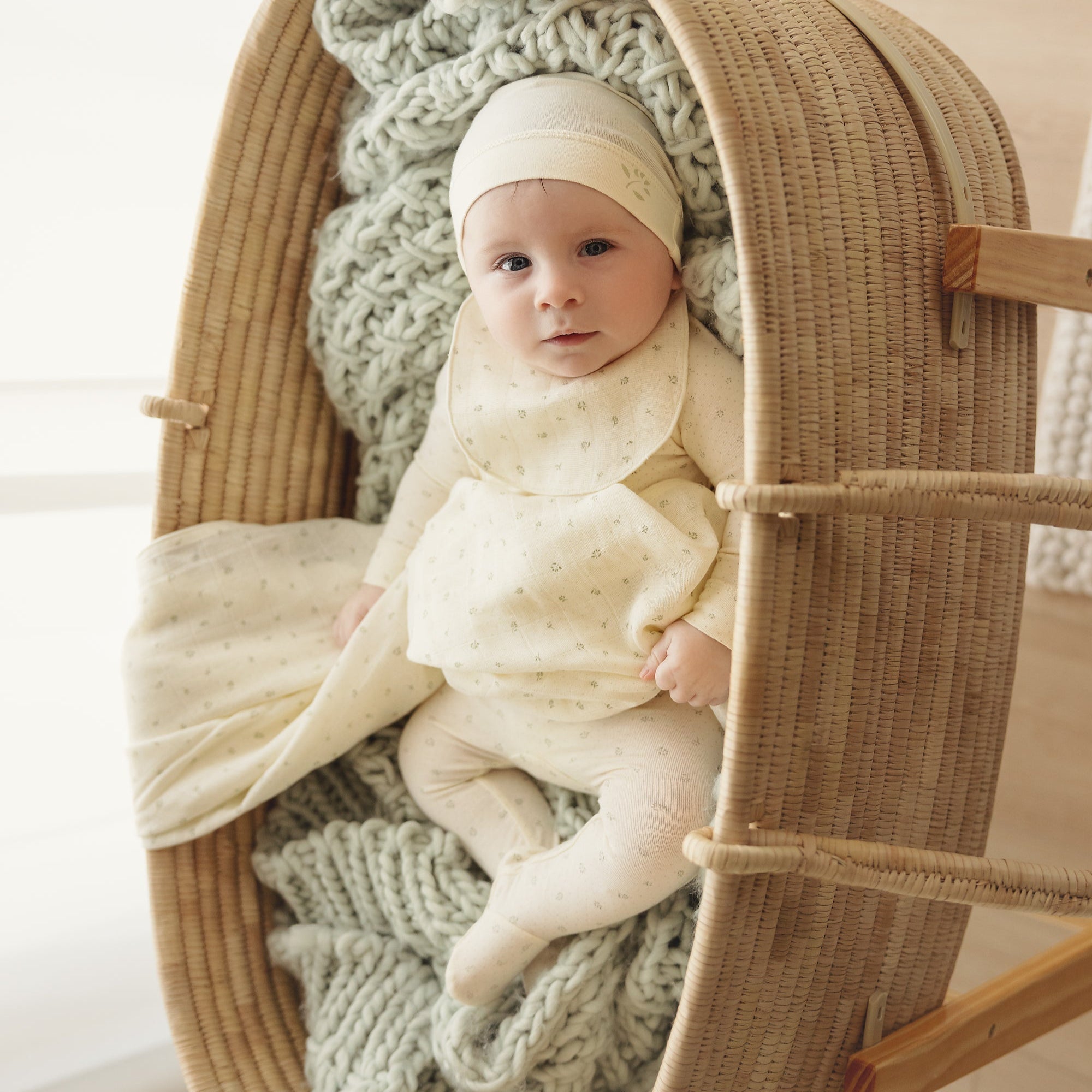 Lilette Baby Girls Cream Printed Wrapover Layette Set - Soft Cotton Newborn Outfit for Photos, Gifts & Special Occasions