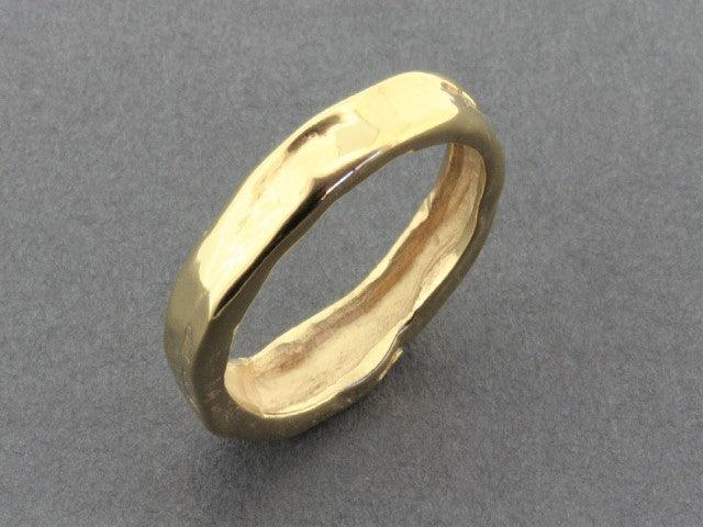 Driftwood Band Gold on Silver Ring - Handmade Boho Jewelry for Women, Nature-Inspired Wedding Band, Stackable Dainty Ring for Everyday Wear & Special Occasions