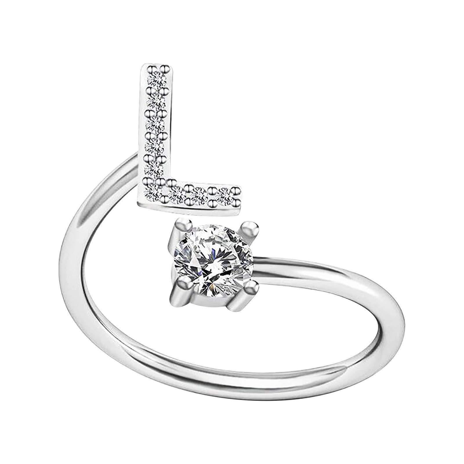 A to Z Alphabet Ring for Women - Silver & Gold Stackable Adjustable Initial Letter Ring Charm - Perfect for Couples, Gifts, and Everyday Layering Jewelry