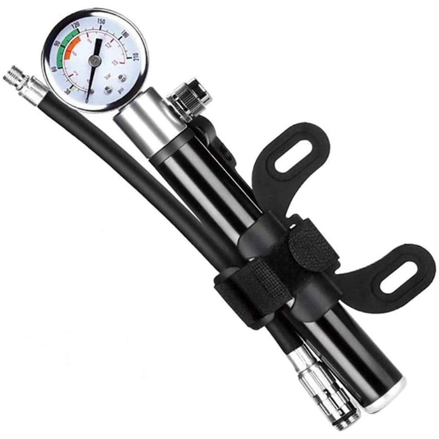 Premium 210PSI Bike Pump with Pressure Gauge - Portable Bicycle Air Pump with Valve Adapter for Road & Mountain Bikes - Perfect for Cycling, Commuting and Outdoor Adventures