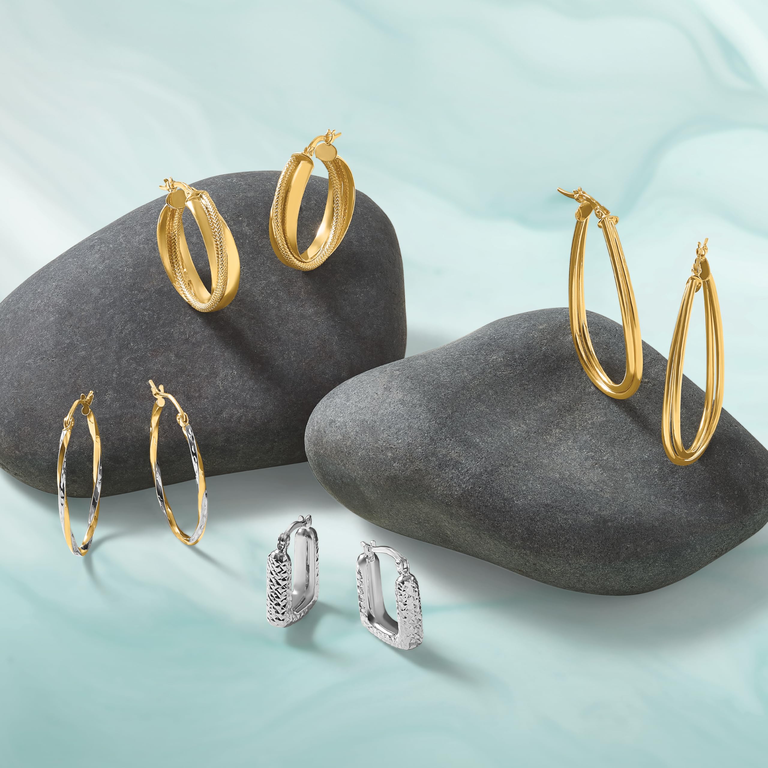 10K Gold Rhodium-Plated Oval Hinged Hoop Earrings for Women - Elegant Everyday & Special Occasion Jewelry Gift