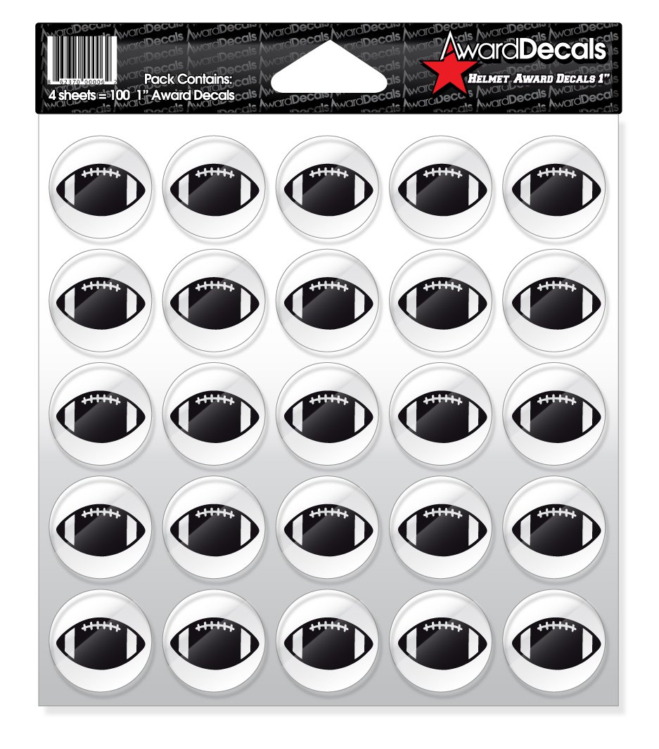 Premium Football Helmet Award Decals - Black on Clear Vinyl Stickers for Sports Trophies & Recognition | Perfect for Coaches, Teams, and Player Achievements