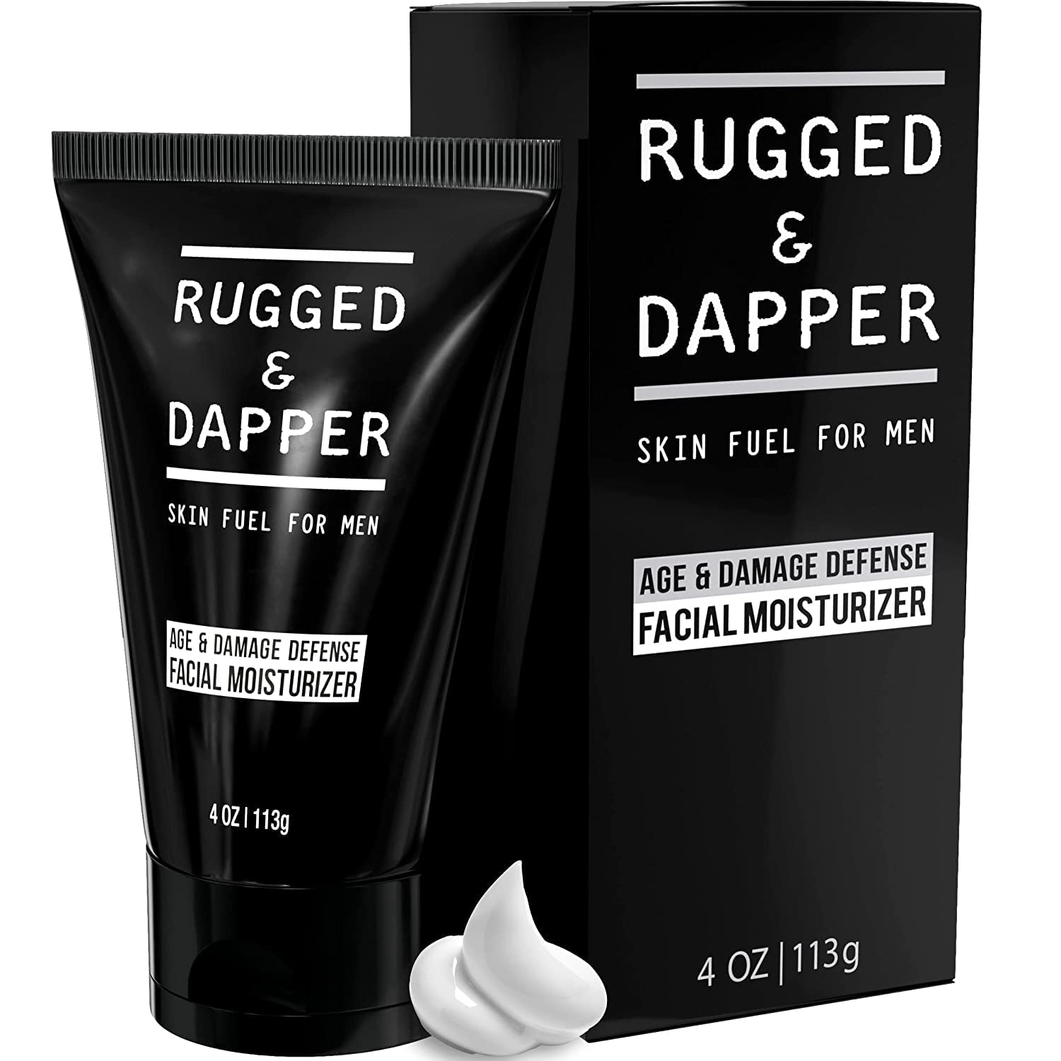 RUGGED & DAPPER Age Defense Men's Face Moisturizer 4oz - Hydrating Unscented Face Lotion with Anti-Aging Formula for Clear Skin | Natural Ingredients | Made in USA | Daily Skincare Routine for Men | Pre-Shave & Post-Shave Moisturizer | Perfect for Dry & Sensitive Skin