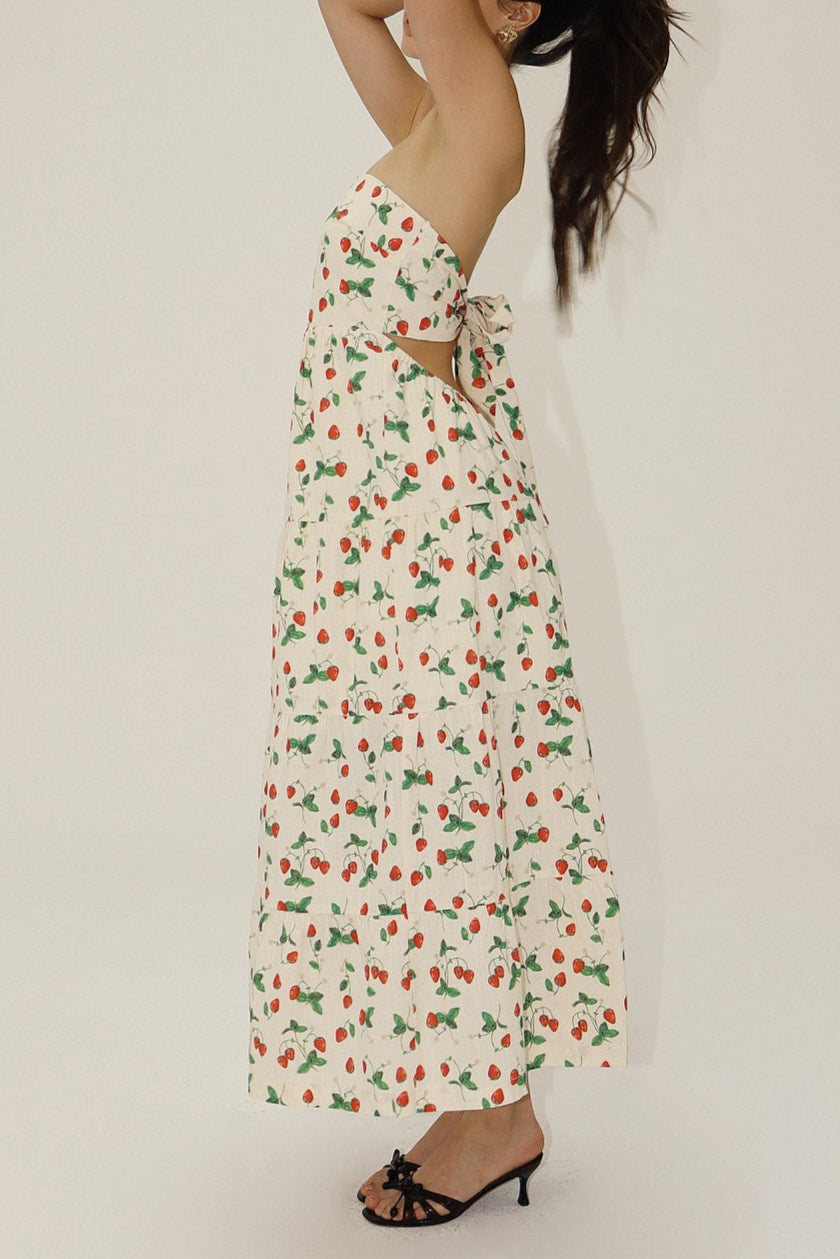 Sweet As Pie Strapless Midi Dress - Floral Summer Dress for Women, Casual Party Wear, Beach Wedding Guest Outfit | Perfect for Date Nights, Vacations & Special Occasions