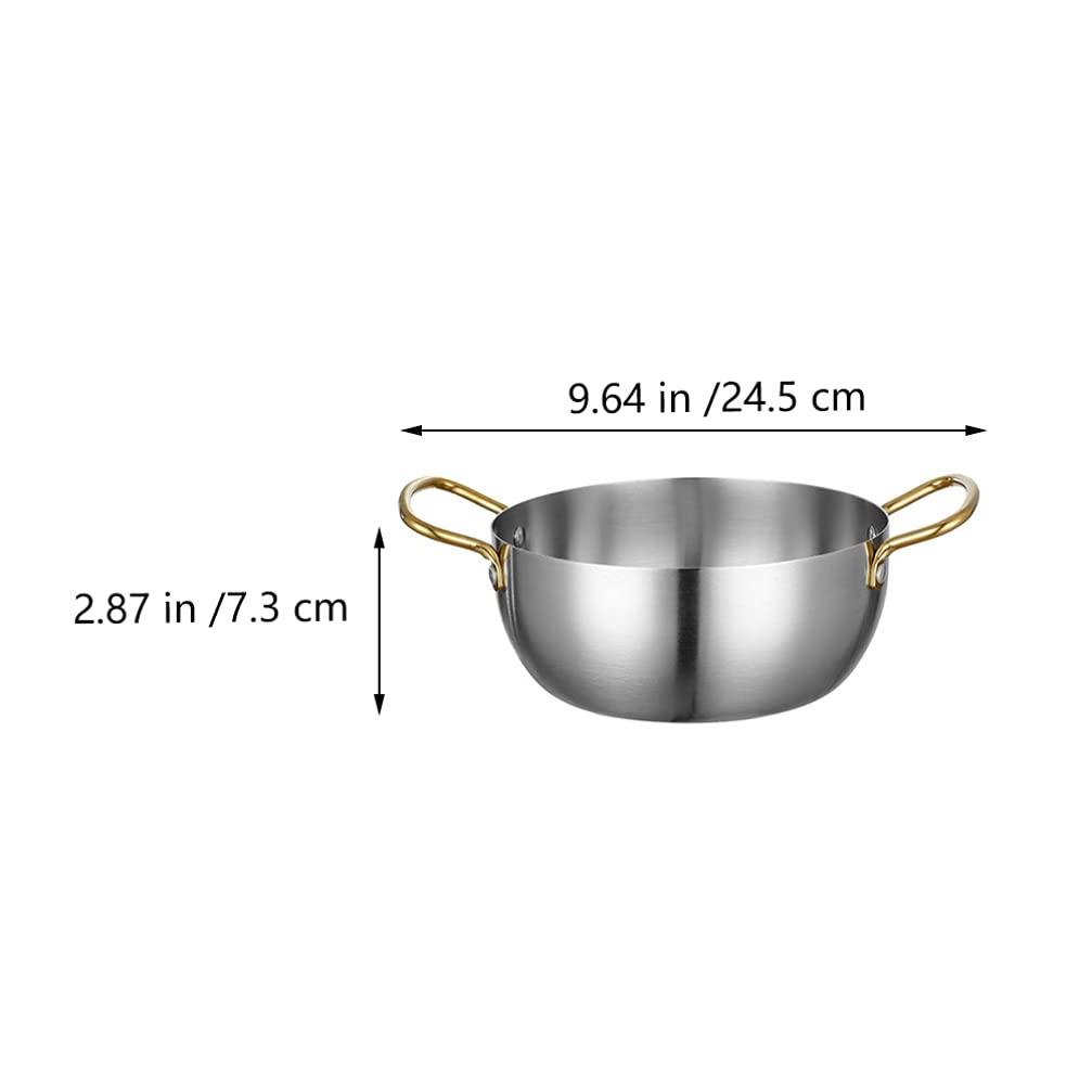 YARDWE Stainless Steel Noodle Pot - 24.5x16x7.3cm Korean Ramen Cooker, Pasta & Soup Pan with Handle for Stovetop Cooking - Perfect for Ramen, Seafood Boil, Pho & Hot Pot at Home