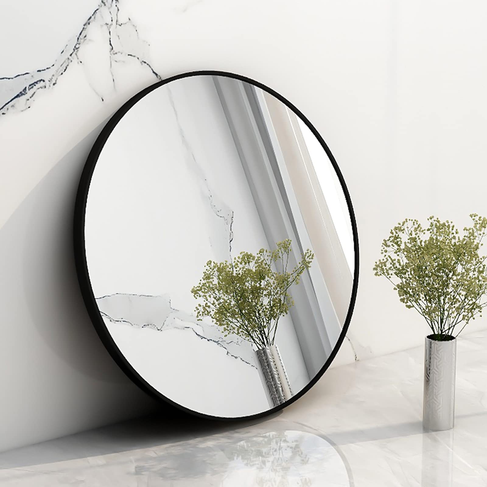 40cm Gold Aluminum Round Wall Mirror - Elegant Bathroom & Vanity Mirror for Makeup, Entryway & Home Decor - Perfect for Bedroom, Living Room & Dressing Area