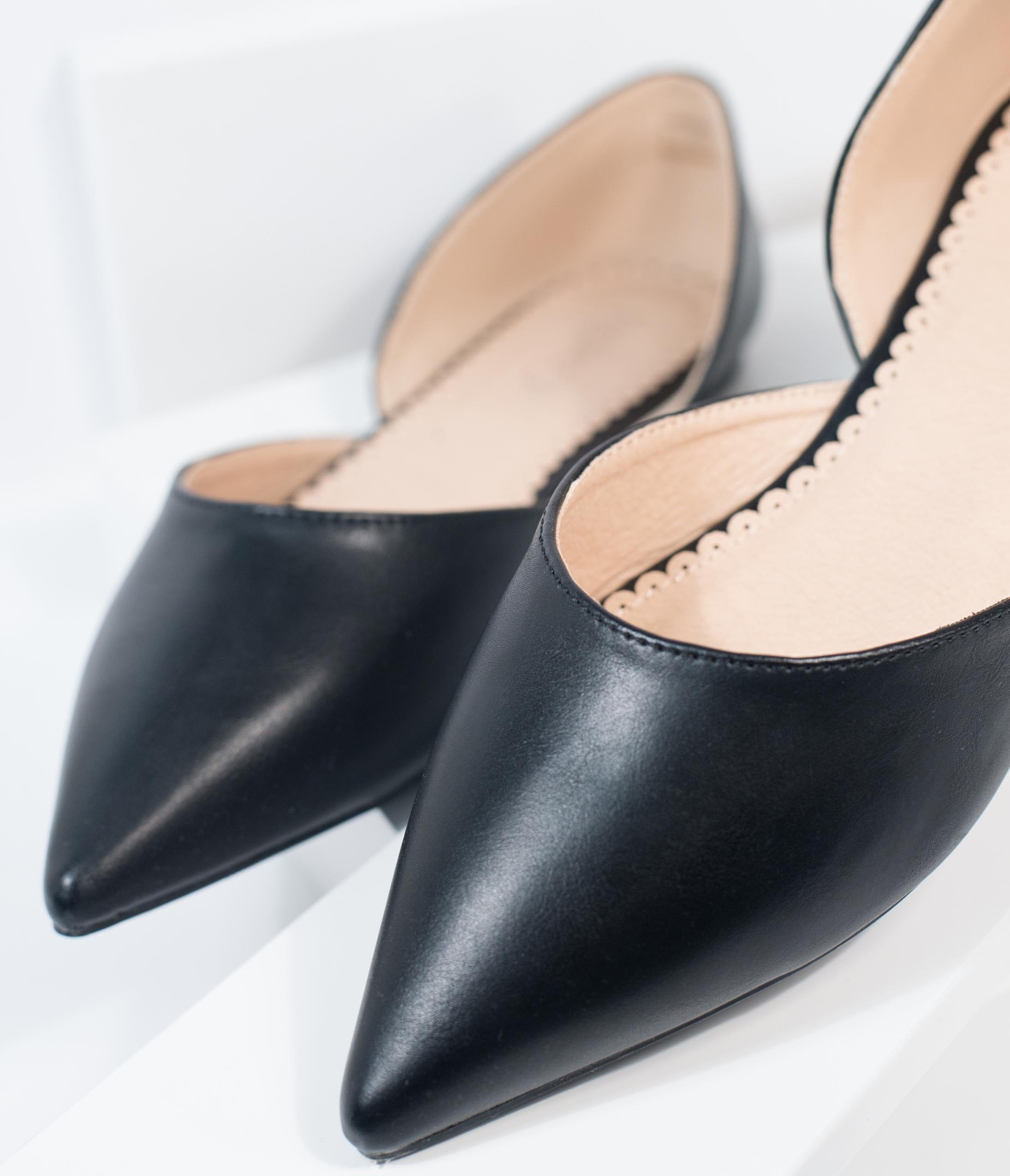 Stylish Black Leatherette Pointed Toe Flats - Women's Comfortable Dress Shoes for Office, Party & Everyday Wear