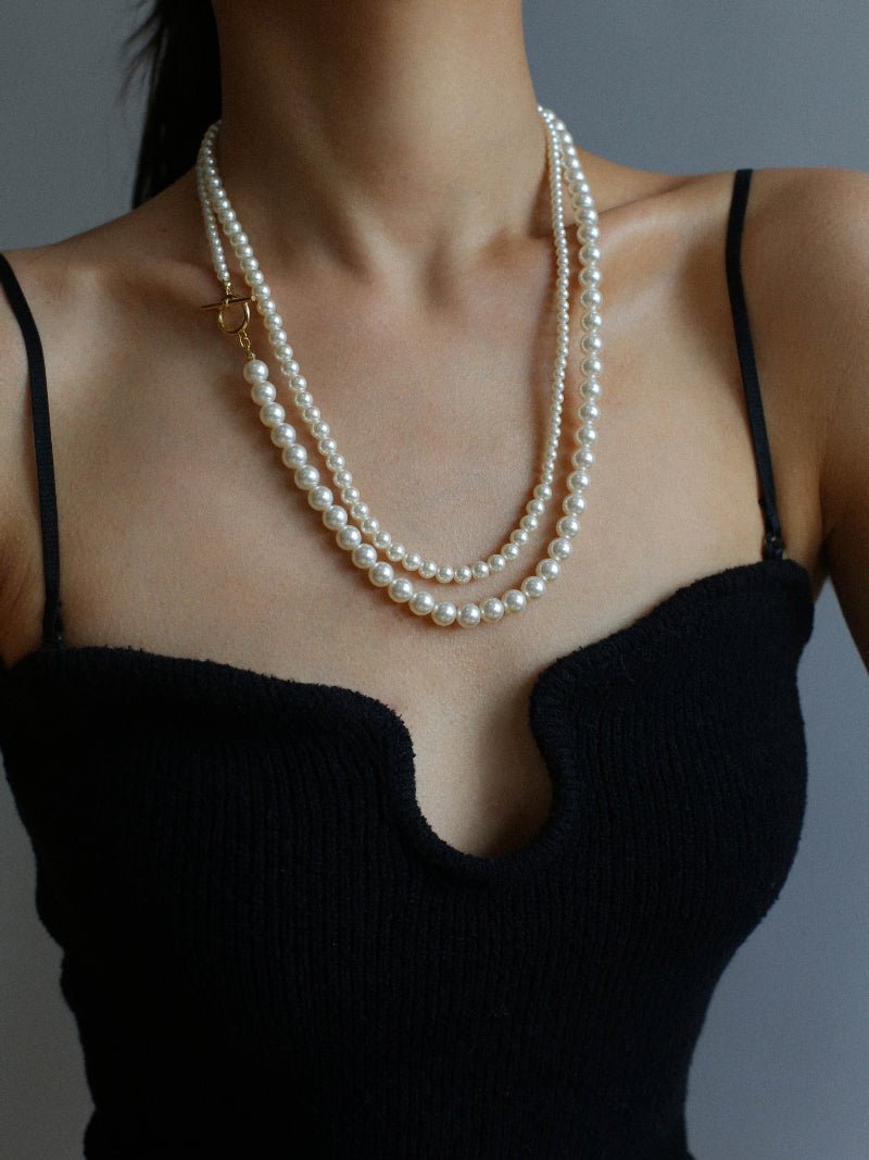 Gradient Pearl Long OT Clasp Necklace for Women - Elegant Sweater Necklace for Casual Wear, Office & Special Occasions