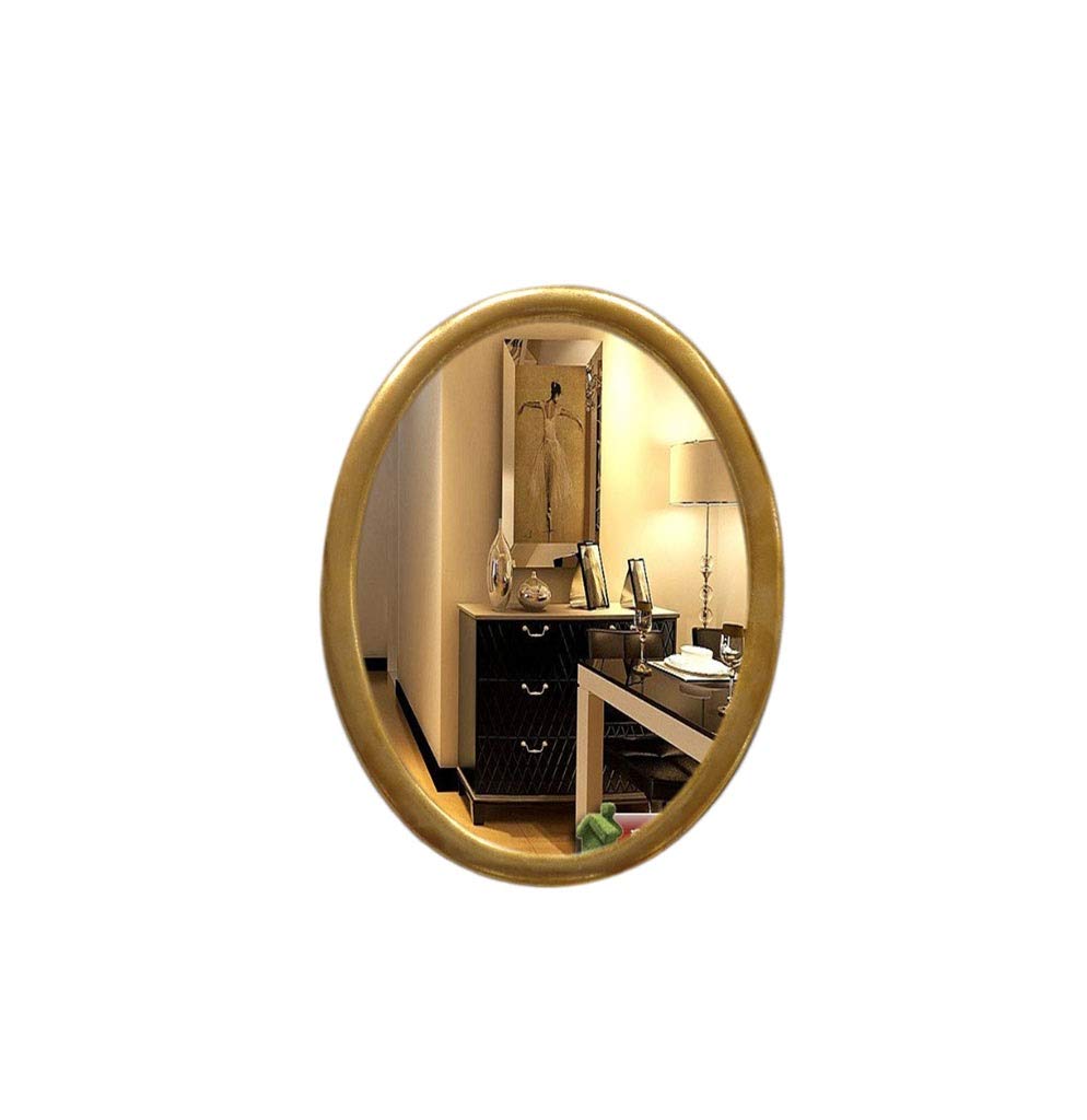 **Gold Oval Wall-Mounted Bathroom Mirror – 63x49cm Compact Vanity Mirror for Makeup & Dressing, Perfect for Home, Hotel, and Beauty Salon (Gold, 63x49cm)**    *Use Cases: Ideal for daily makeup, grooming, bathroom decor, hotel rooms, and salon styling.*