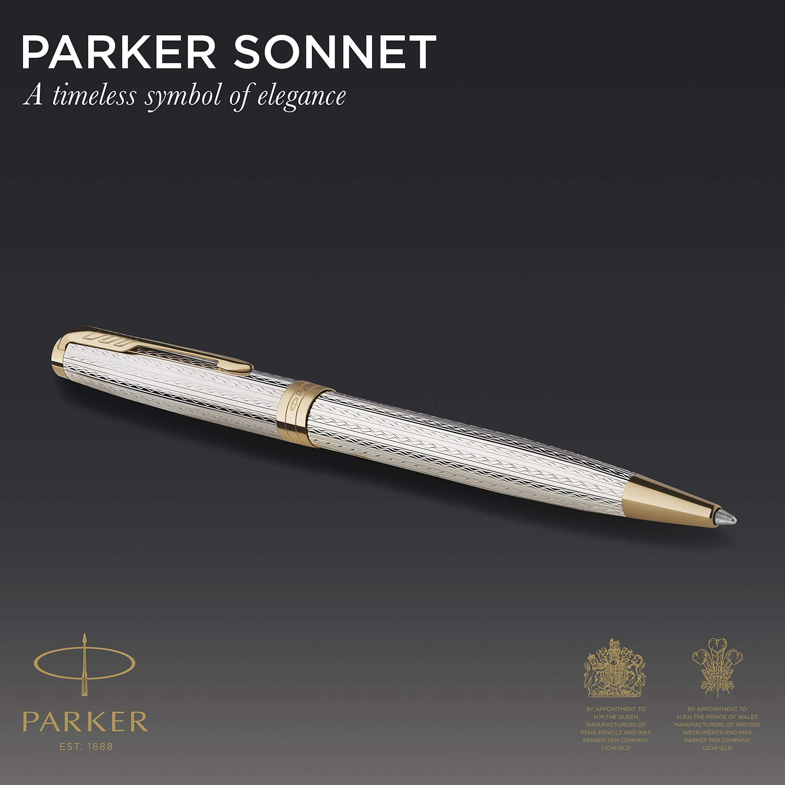 Parker Sonnet Ballpoint Pen - Premium Stainless Steel Luxury Writing Pen with Gift Box - Perfect for Business Gifts, Graduation Presents & Everyday Elegant Writing