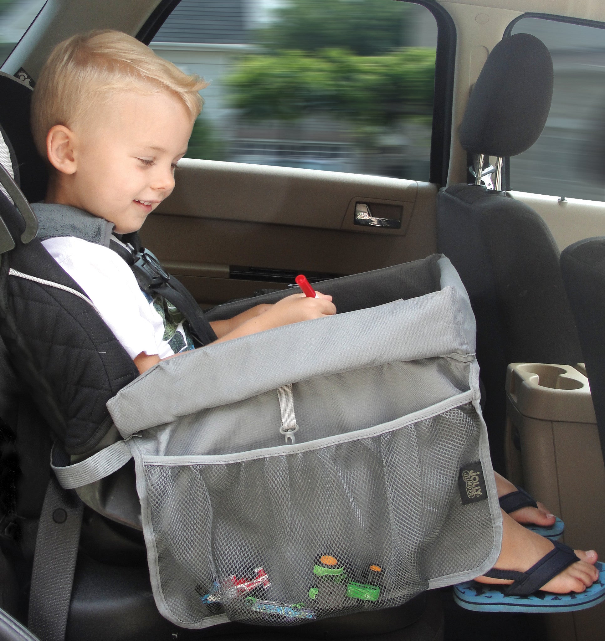 Best Car Seat Travel Tray for Kids - Portable Lap Desk with Snack Holder & Cup Holder - Perfect for Road Trips, Airplane Travel & Long Car Rides