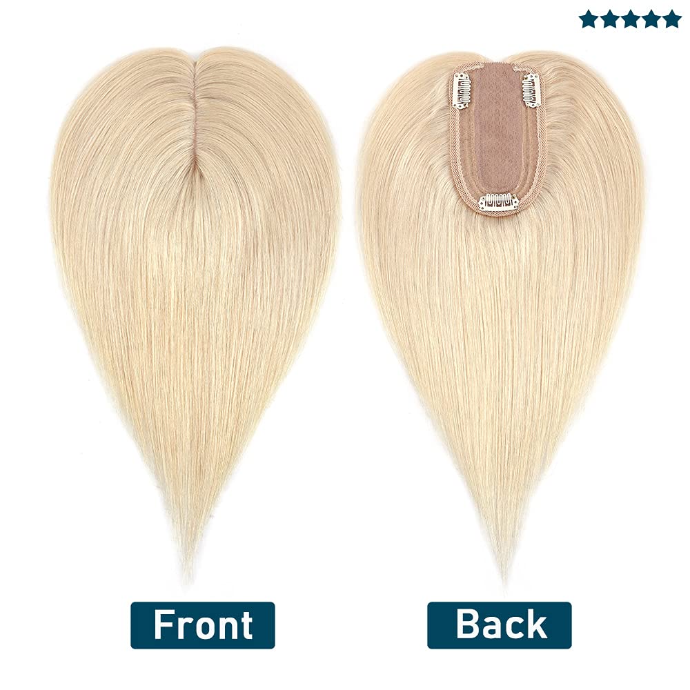 SEGO 100% Real Human Hair Toppers for Women - No Bangs Clip-in Hairpiece for Thinning Hair, 150% Density Silk Base with 3 Clips | Covers Hair Loss & Gray Hair | Perfect for Daily Wear, Special Occasions & Styling