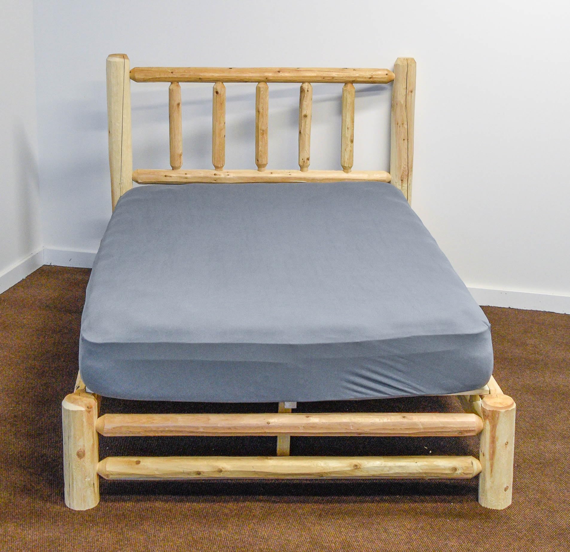 White Cedar Log Platform Bed [Twin Size] - Unfinished Natural Beige Solid Wood Frame, Handcrafted by Amish in USA - Perfect for Rustic Bedrooms, Cabins & Farmhouse Decor