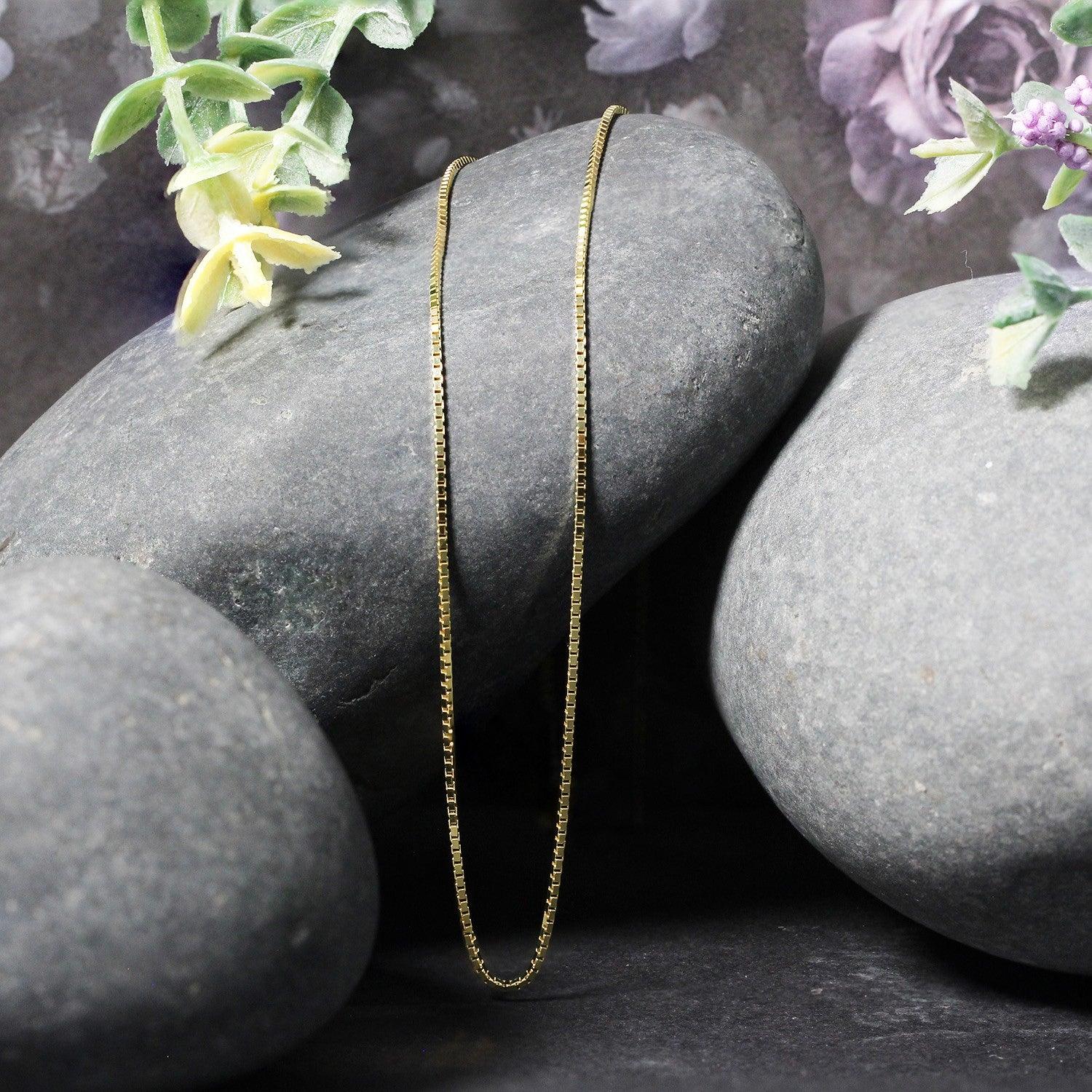 10k Yellow Gold Classic Box Chain Necklace 1.0mm - Dainty & Elegant Jewelry for Women, Perfect for Everyday Wear, Gifts & Special Occasions