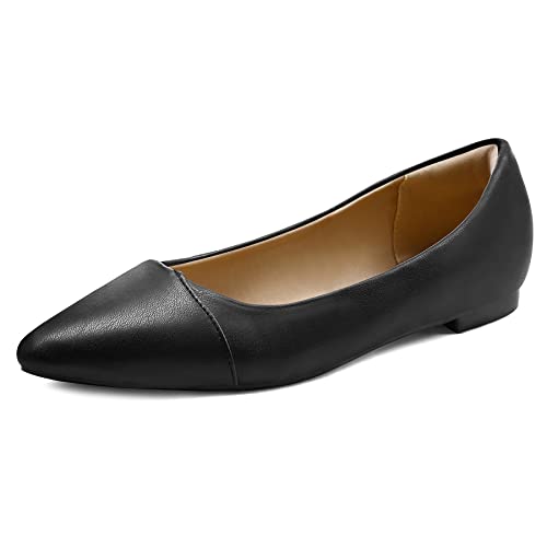 Mysoft Women's Pointed Toe Ballet Flats - Slip On Dress Shoes with Comfort Heel Support for Work, Office & Wedding Occasions