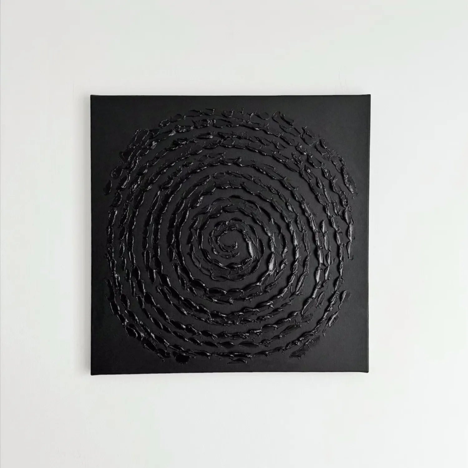 Black Minimalist Textured Painting Canvas #MZ113 - Modern Abstract Wall Art for Living Room, Bedroom & Office Decor