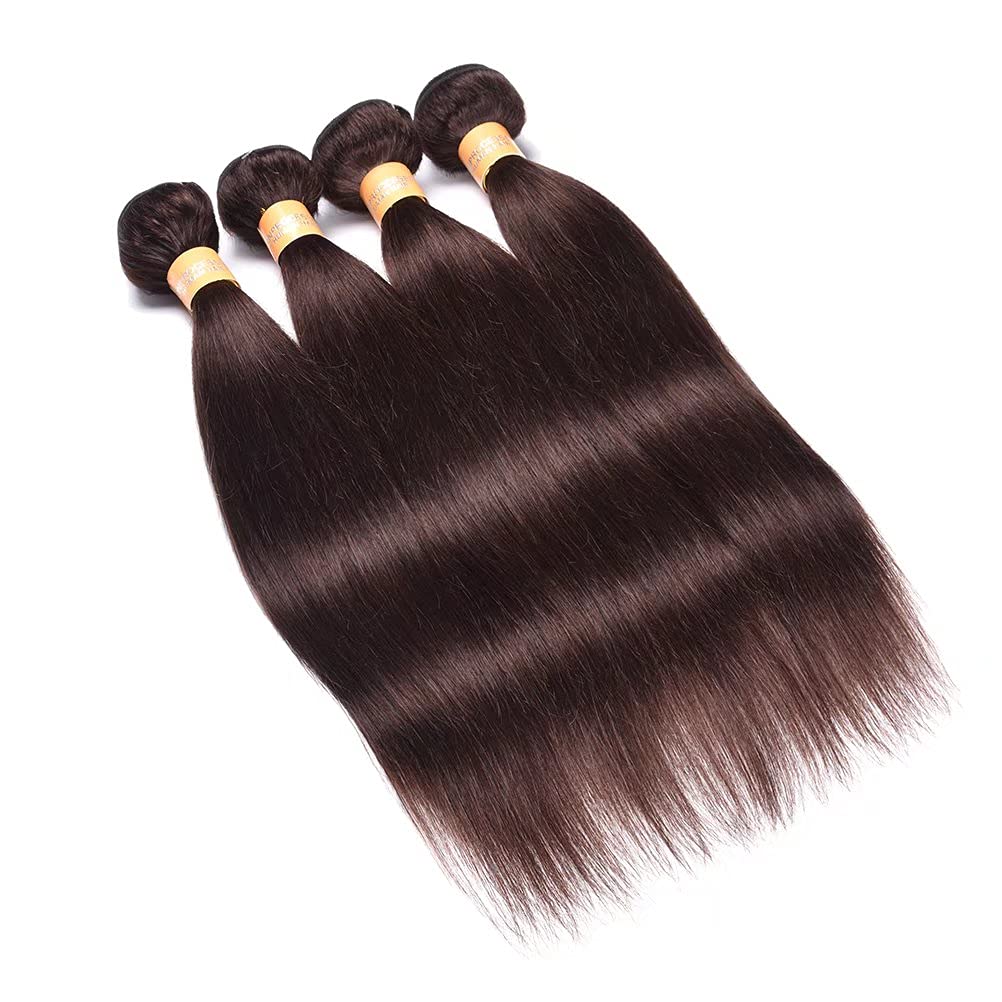 WOME Peruvian Virgin Human Hair 4 Bundles - 8A Grade Silky Straight Hair Extensions (20/20/22/24 Inch, Dark Brown #2) for Styling, Weaves & Volume Boost - Perfect for Daily Wear, Parties & Special Occasions