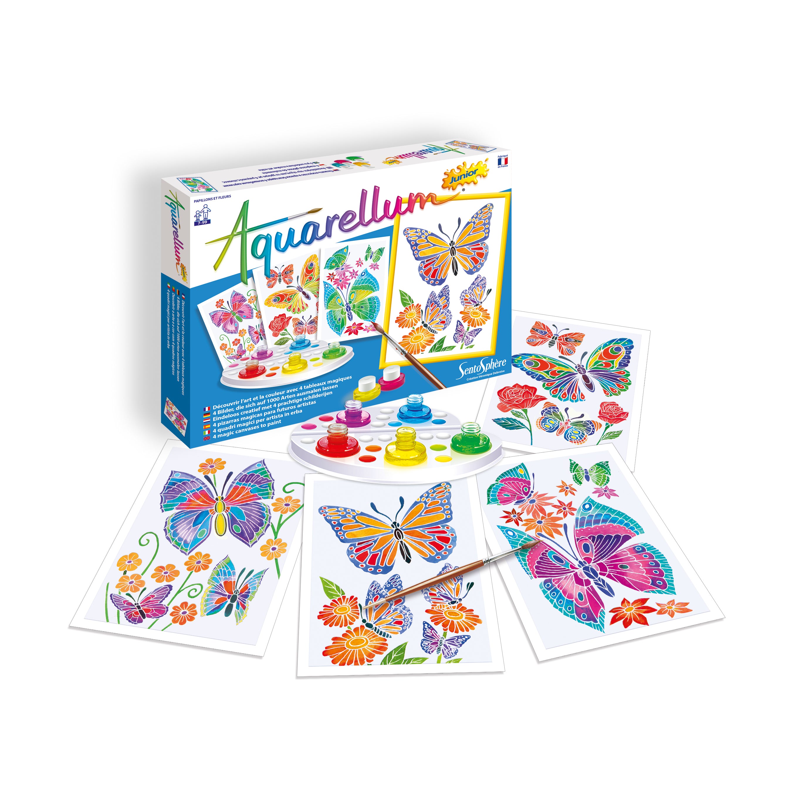 Aquarellum Junior Butterflies & Flowers Watercolor Painting Kit for Kids - Creative Art Activity for Children, Birthday Gifts & Classroom Projects