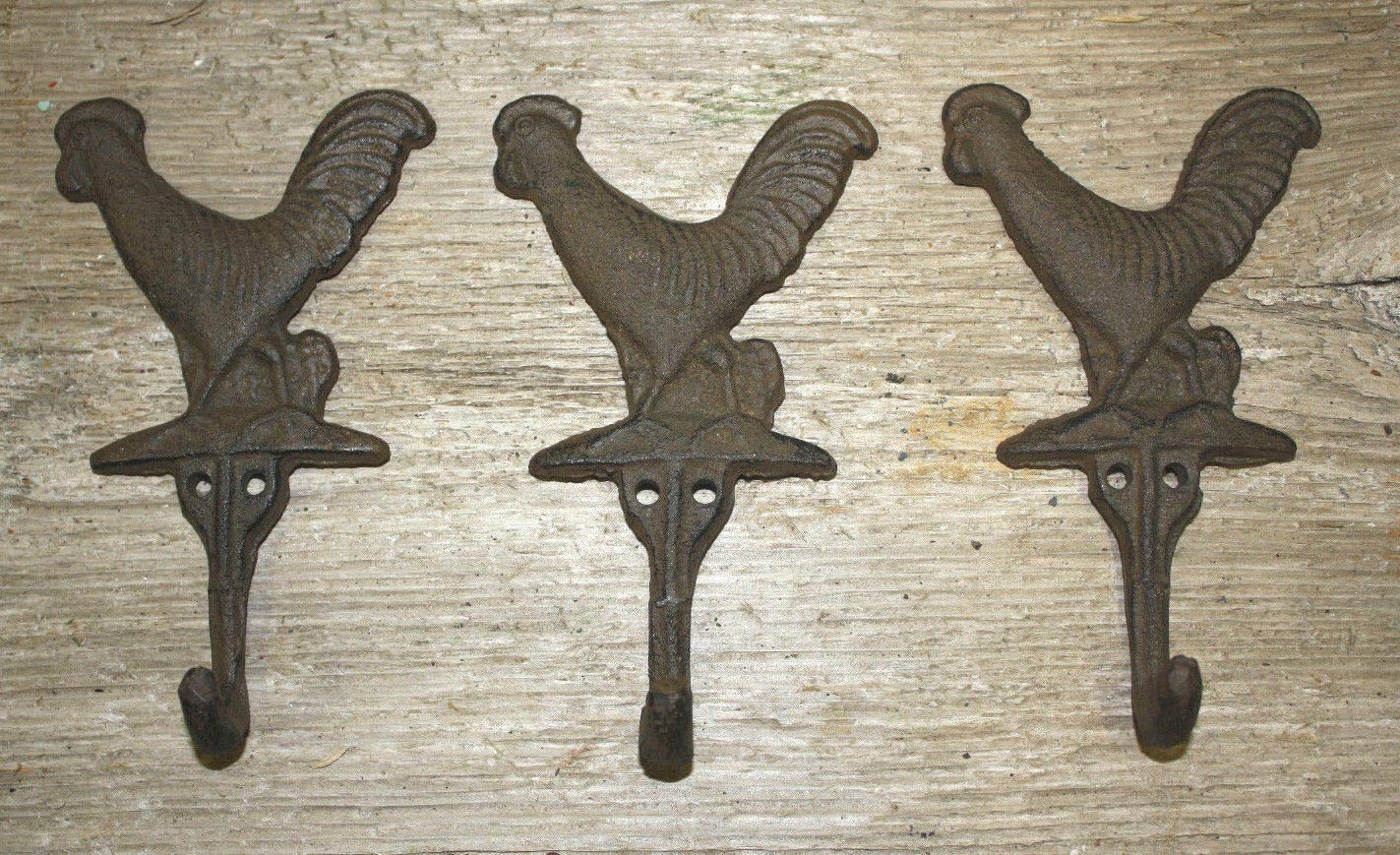 Vintage Cast Iron Rooster Towel Hanger - Wall Mounted Coat Hook & Key Rack for Kitchen, Bathroom, Entryway - Rustic Farmhouse Decor (PIÑATAS OLE Home-Dec 96)