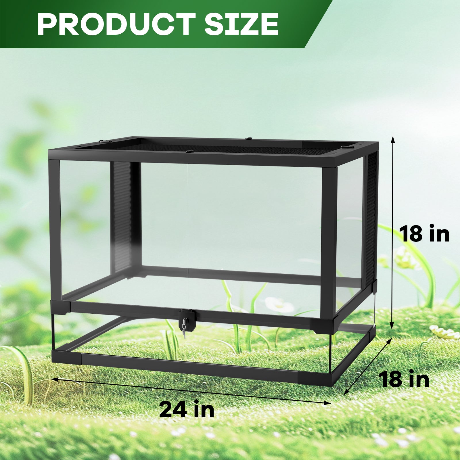 GARVEE 34 Gallon Reptile Glass Terrarium with Double Hinge Door & Anti-Escape Design - Top & Side Screen Ventilation for Lizards, Snakes & Geckos - Perfect for Reptile Habitat & Home Decor