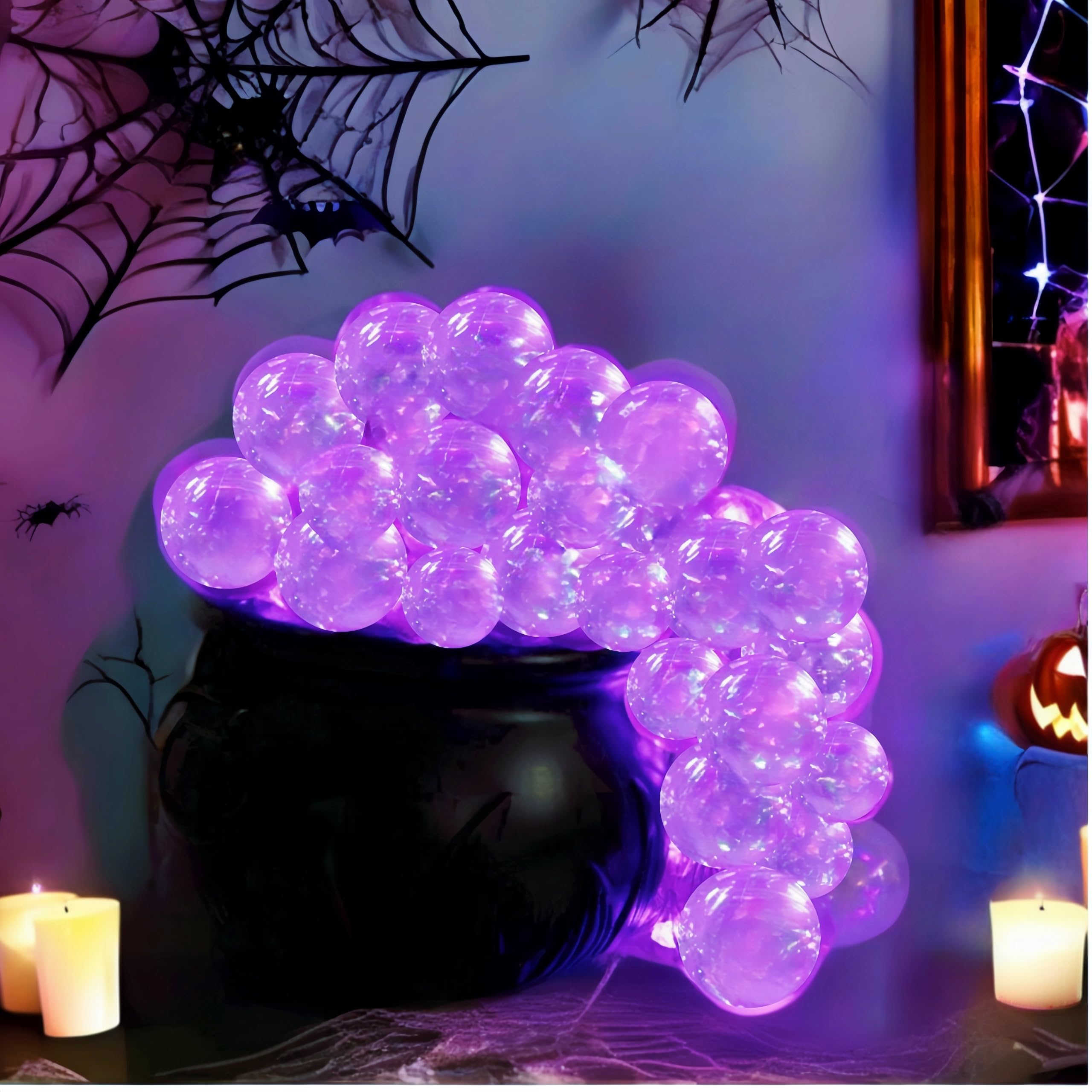 DIY Bubbling Witch Cauldron Set with Twinkling Lights - Halloween Indoor Decorations for Hocus Pocus Party, Witchcraft Theme Night & Spooky Home Decor
