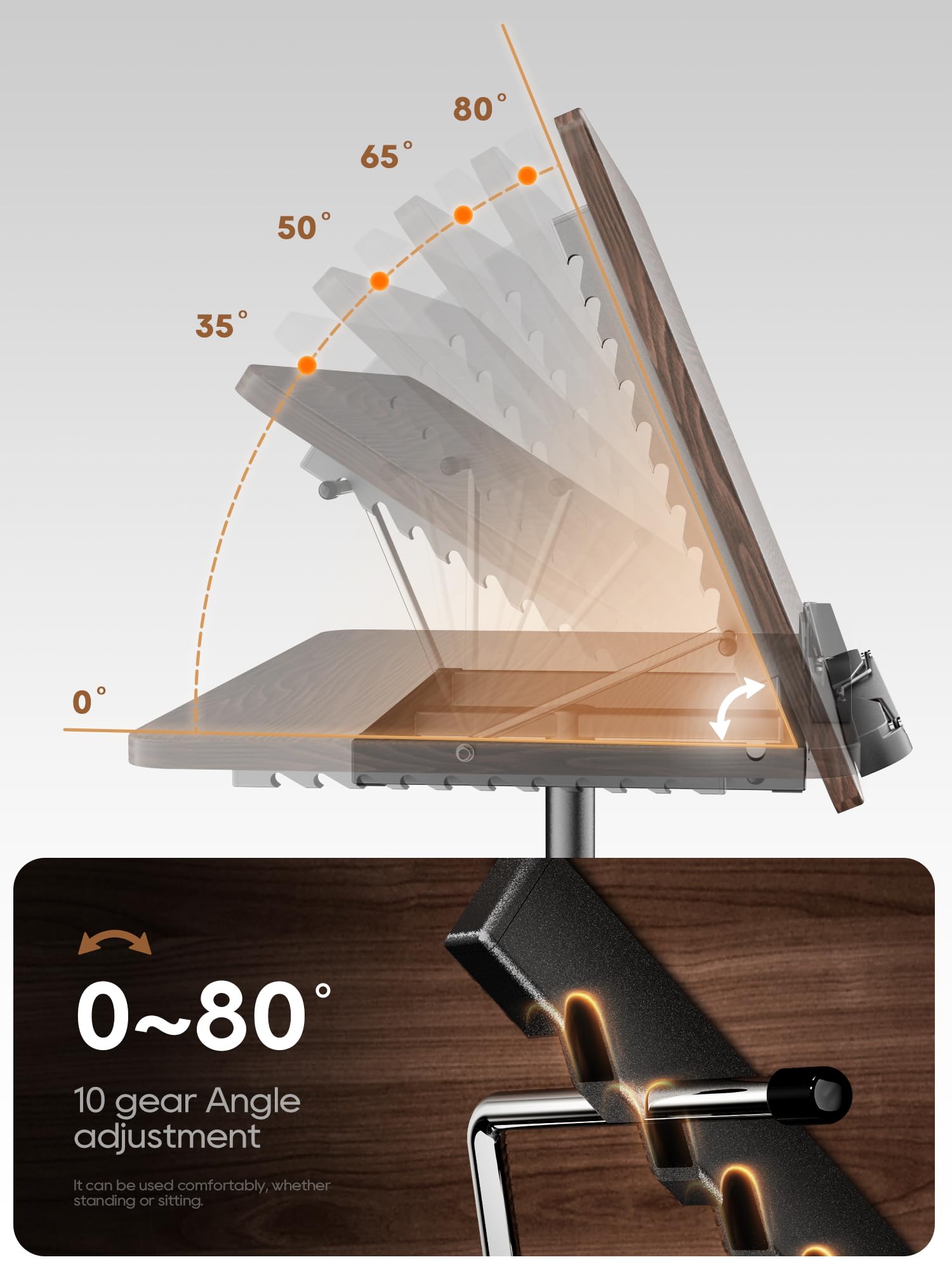 2 in 1 Adjustable Book Stand - Dual-Use Floor & Desktop Book Holder for Reading, Cooking & Work, Height Adjustable 23.5-52 inches, Elastic Page Clips for Music Sheets, Recipes, Tablets & Laptops - Black | Perfect for Home Office, Kitchen & Music Practice