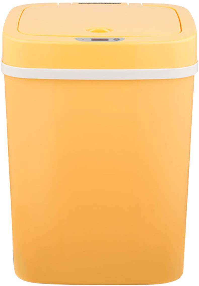 BYCDD 12L Smart Induction Trash Can - Automatic Touchless Kitchen Garbage Bin with Motion Sensor, Clamshell Design for Hygienic Waste Disposal in Home, Office, Bathroom & Bedroom (Yellow) - Perfect for Hands-Free Cleaning, Pet Owners & Disability Accessibility