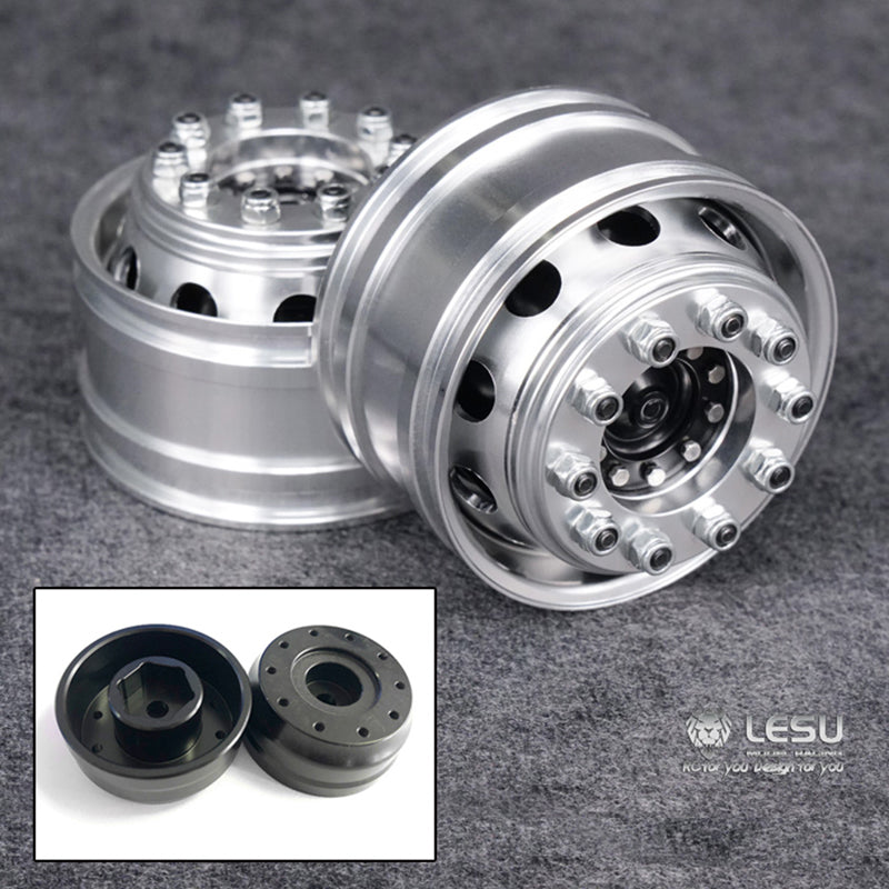 LESU 1/14 Scale RC Wheel Hub Bearing Kit with Hex Brake & Rubber Tires - Replacement Parts for Radio Control Tractor, Truck & Trailer Models - Perfect for DIY Hobbyists & RC Car Enthusiasts - Great for Off-Road Racing, Crawling & Scale Model Building