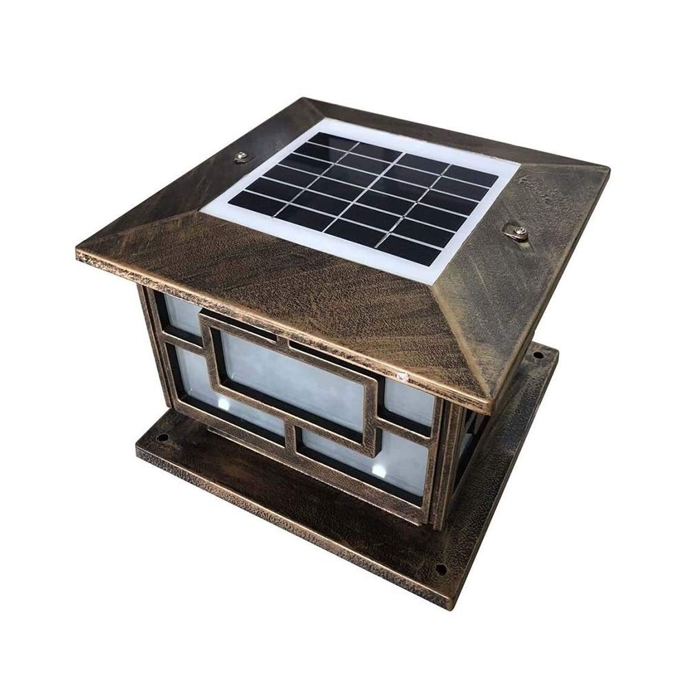 Solar LED Deck Post Lights Outdoor - Bronze Landscape Lighting for Villa, Deck, Lawn, Patio & Garden (250x250x210mm) - Perfect for Pathway Illumination & Backyard Ambience
