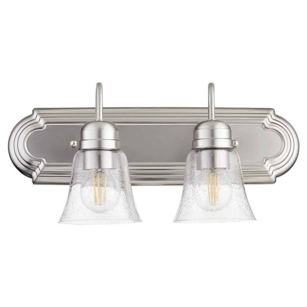 Quorum 5094-2-265 Transitional Two Light Bathroom Vanity Light Fixture in Pewter, Nickel & Silver Finish - Perfect for Modern & Traditional Bathroom Decor