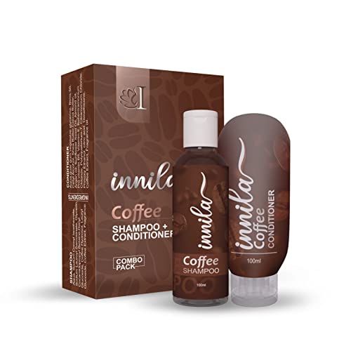 Innila Coffee Shampoo and Conditioner Set for Hair Loss, Dandruff Control & Hair Growth - Volumizing & Strengthening Hair Care Combo (100ml+100g) for Men & Women - Perfect for Daily Use & Scalp Treatment