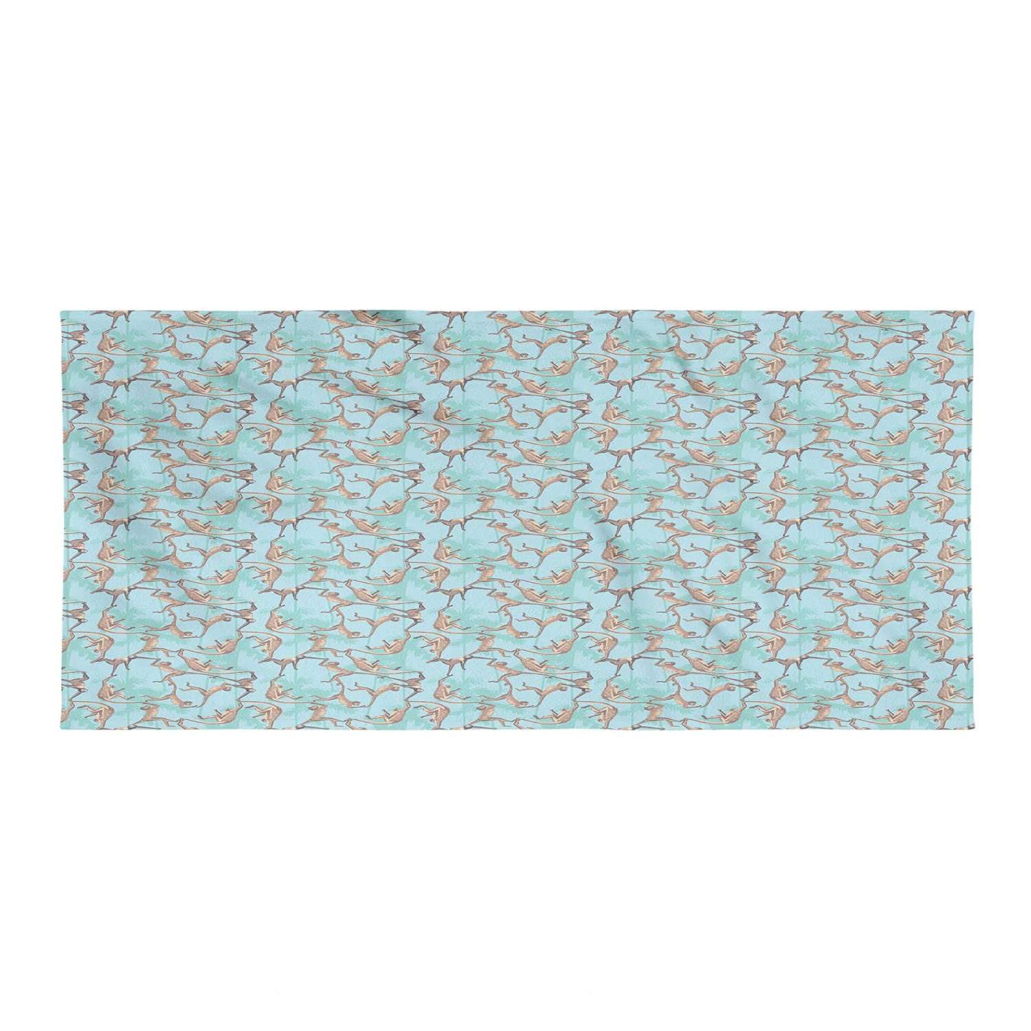 Ambesonne Quick Dry Microfiber Backpacking Towel - Wild Jungle Monkey Design, Soft Absorbent Compact Travel Towel for Camping, Hiking, Beach & Outdoor Adventures - Sea Blue Caramel Color