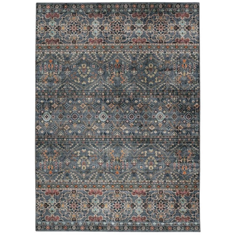 Linon Washable Buford Polyester 5'x7' Area Rug in Teal Blue - Soft Non-Slip Living Room Bedroom Rug for Home Decor