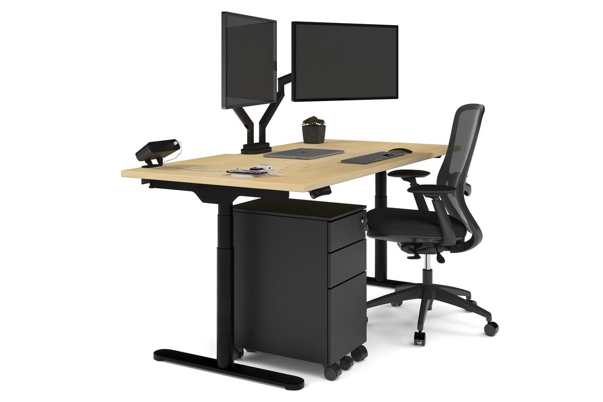 Flexi Premium Height Adjustable Single Workstation Desk - 1800L x 800W with Cable Management Scallop | Ergonomic Standing Desk for Home Office & Workspace