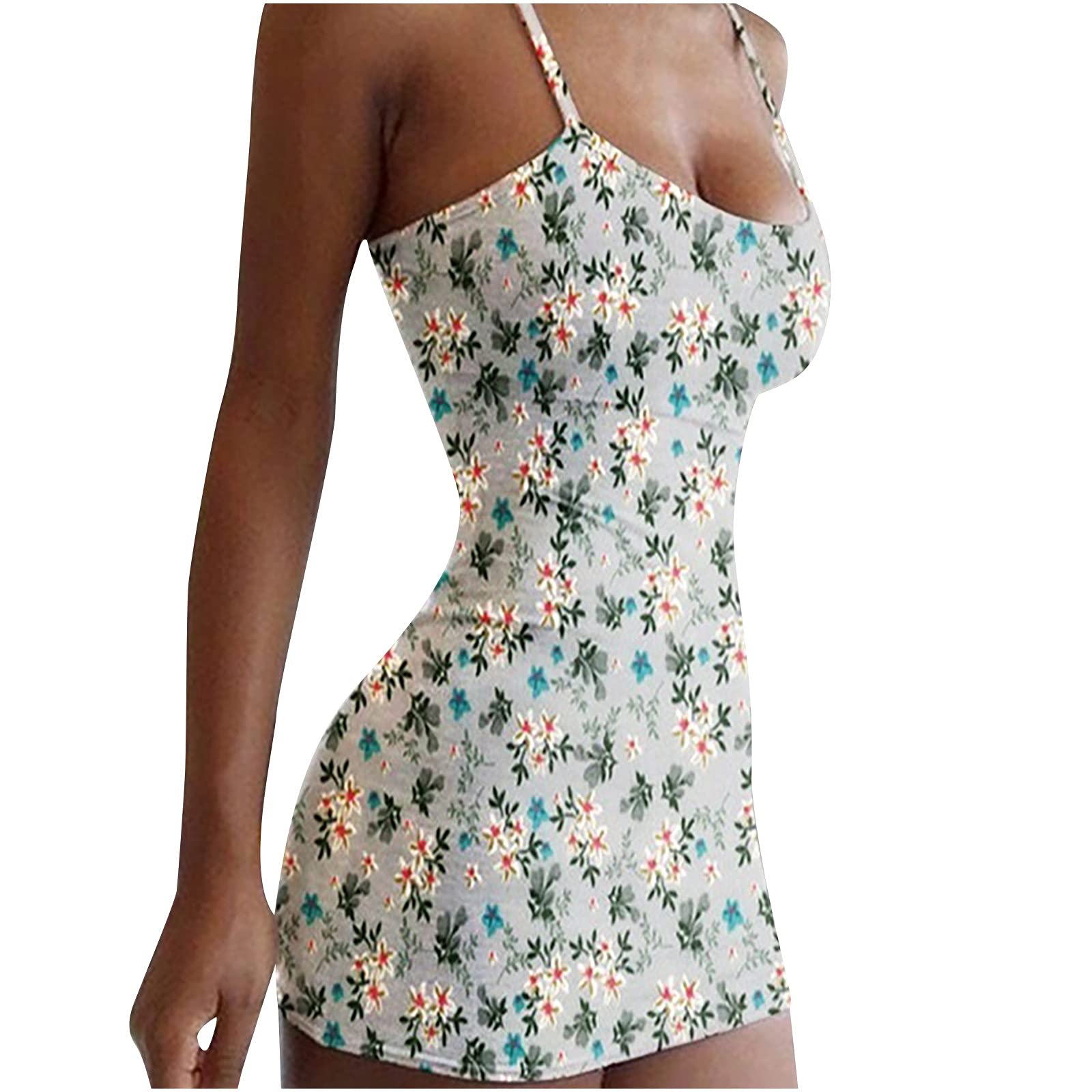 Sexy Floral Print Sleeveless Bodycon Mini Dress for Women - Summer O-Neck Slim Cami Dress | Perfect for Beach Vacations, Date Nights & Party Outfits