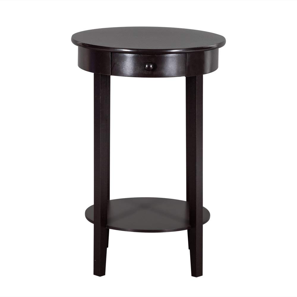 GANFANREN 47x47x71CM Round Side Table with Drawer - Brown End Table for Living Room, Bedroom & Office - Perfect for Coffee, Books & Decor
