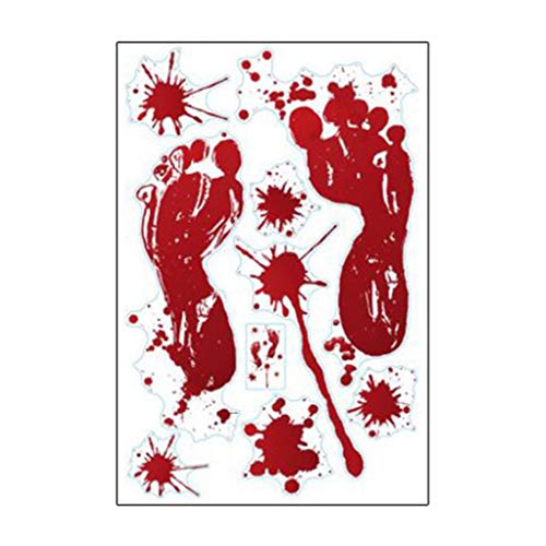 CHBC Halloween Bloody Stickers - Horror Footprints & Blood Splatter Window Floor Wall Decals for Halloween Party Decorations - Perfect for Haunted Houses, Trick-or-Treat Events & Spooky Holiday Decor (Pack of 2)
