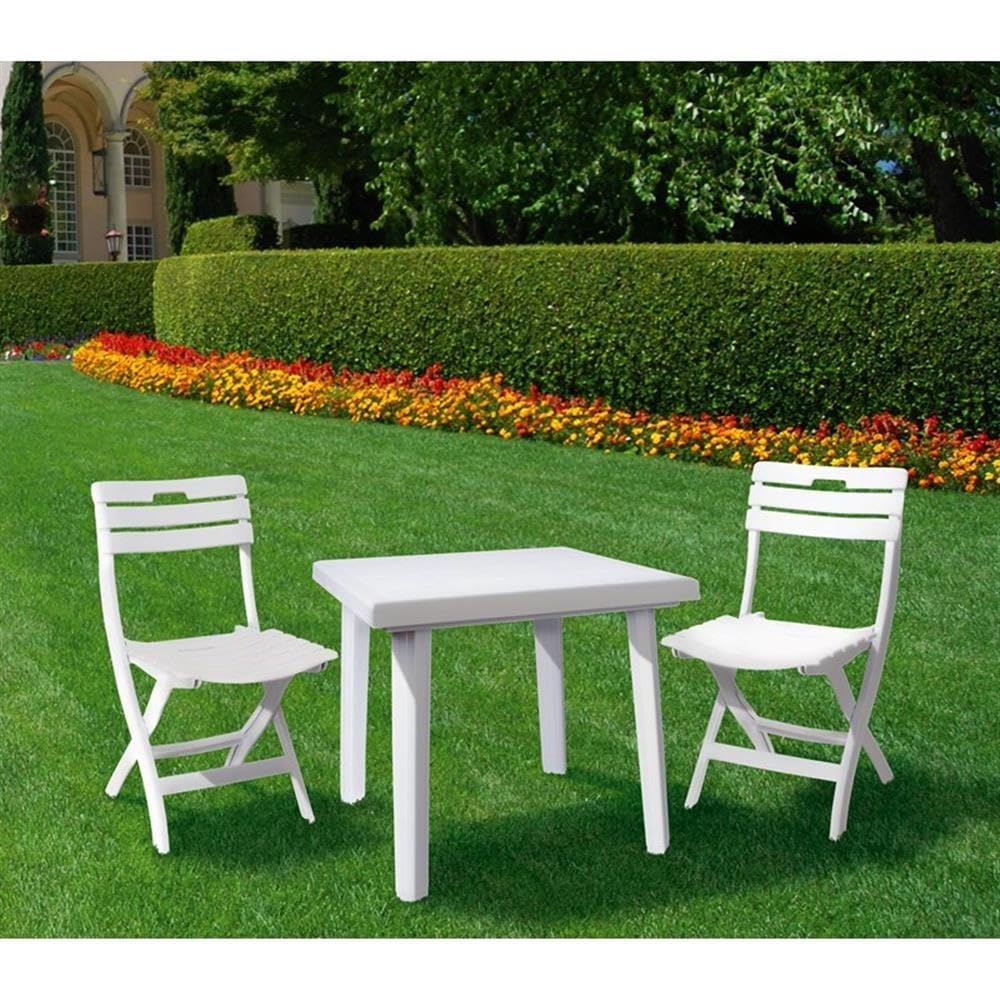 Compamia Cuadra 31 Inch Square White Resin Outdoor Dining Table - Heavy Duty Commercial Grade for Restaurants, Hotels & Patio Decor