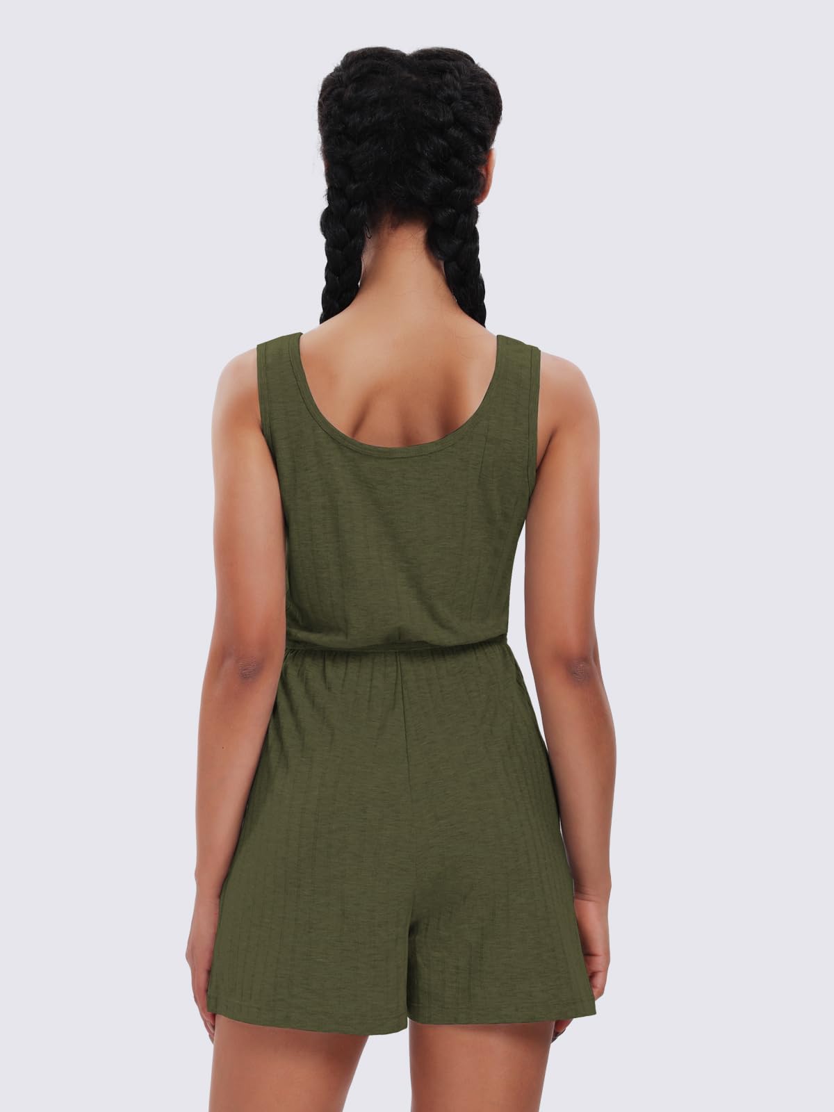 Women's Casual Loose Ribbed Romper Jumpsuit - Sleeveless Tank Top Summer Lounge Outfit with Pockets | Perfect for Beach, Vacation & Everyday Wear 2024