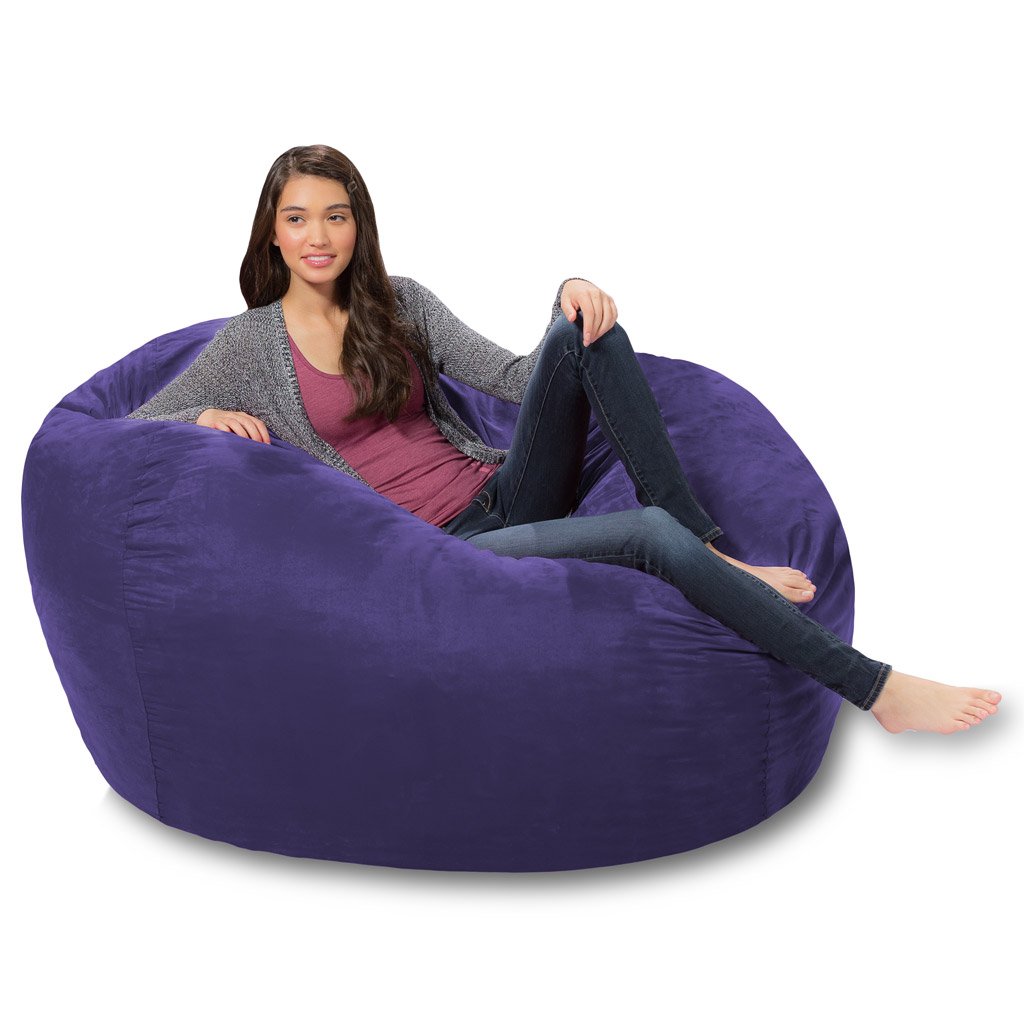 Premium Purple Micro Suede Memory Foam Bean Bag Chair - Ultra Comfortable Lounge Chair for Teens & Adults - Perfect for Bedroom, Living Room, Dorm & Game Room Relaxation