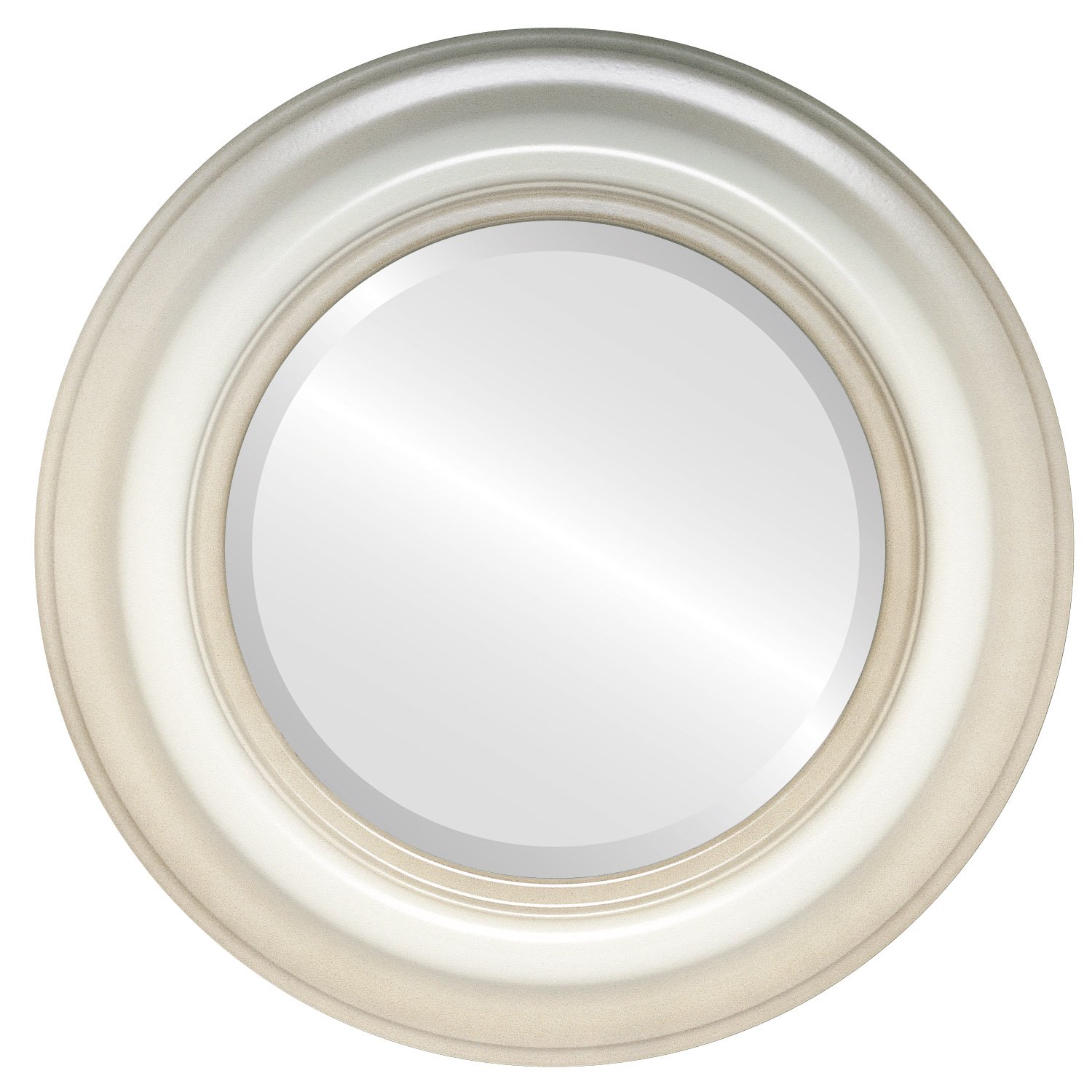 OVALCREST 29x29 Round Beveled Wall Mirror - Lancaster Style Taupe Framed Mirror for Living Room, Bedroom & Entryway Decor - Home Decorative Mirror with Beveled Edge