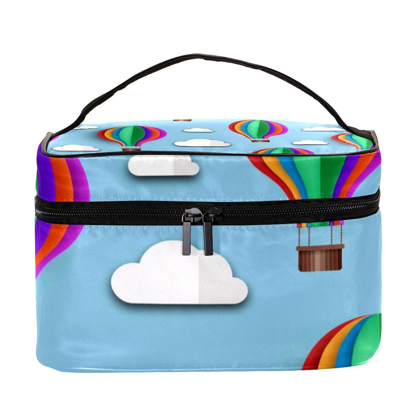 Hot Air Balloon Pattern Large Travel Makeup Bag - Waterproof Cosmetic Organizer Case with Zipper for Women & Girls | Perfect for Vacation, Gym, and Daily Use