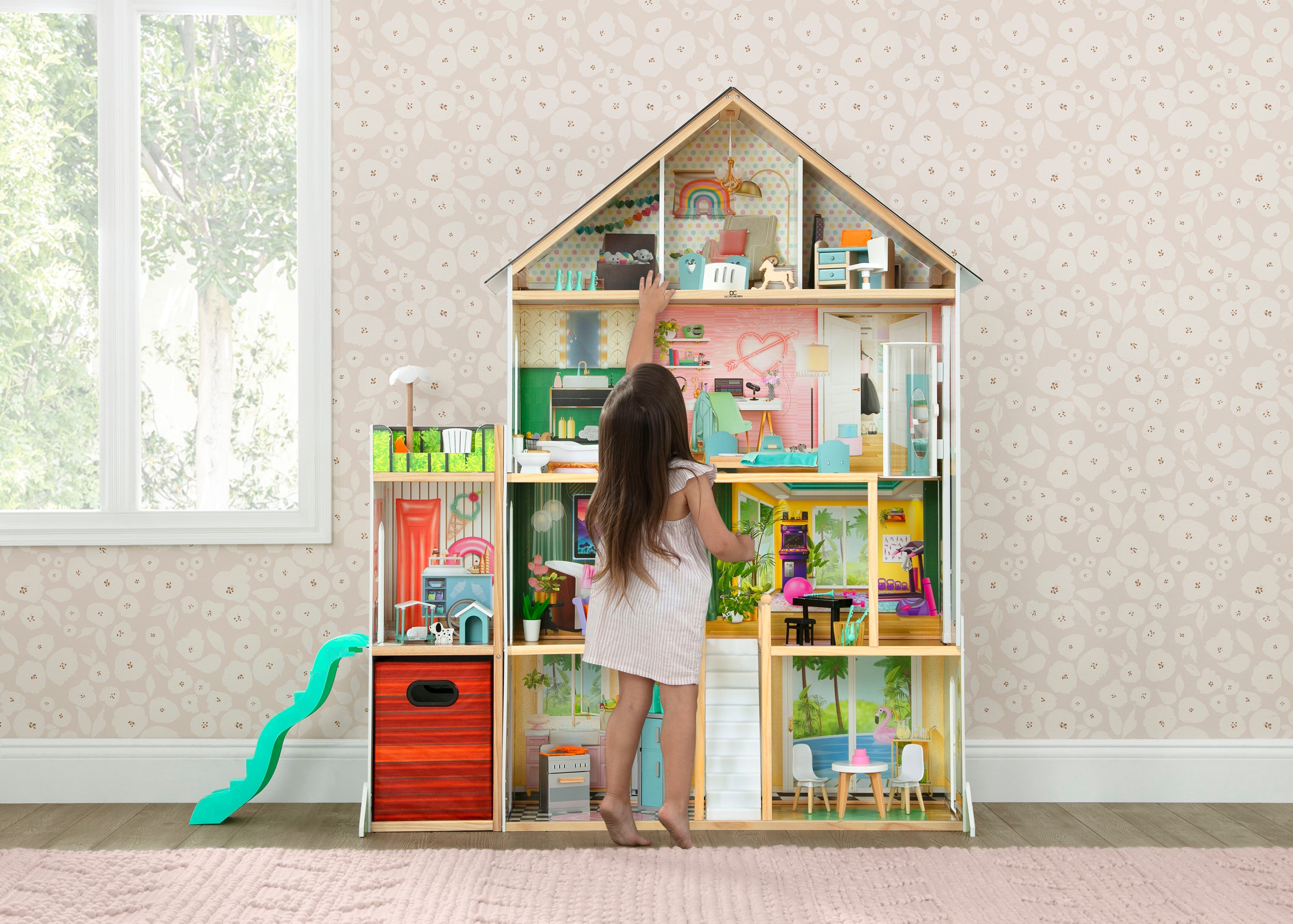 Deluxe Maui Dollhouse for Kids - Wooden Playhouse with Furniture & Accessories - Perfect for Pretend Play, Birthday Gifts & Home Decor