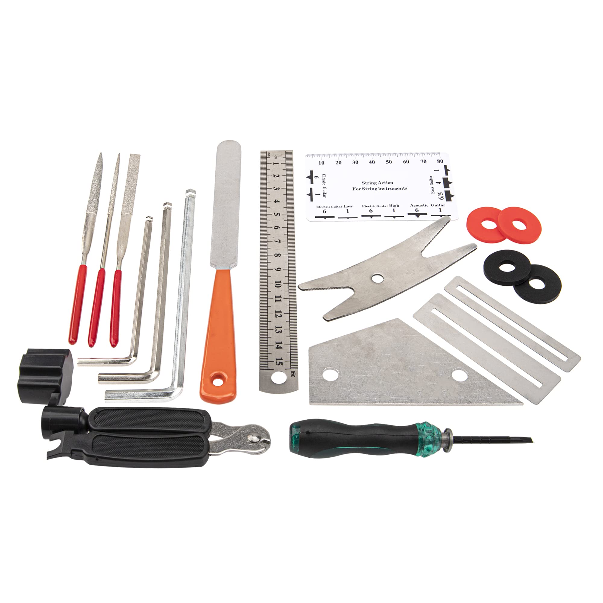 20Pcs Professional Guitar Tool Kit - String Winder, Cutter, Action Ruler & Maintenance Tools for Guitar Repair | Perfect for Musicians, Luthiers & Guitar Enthusiasts | Home, Studio & Stage Use