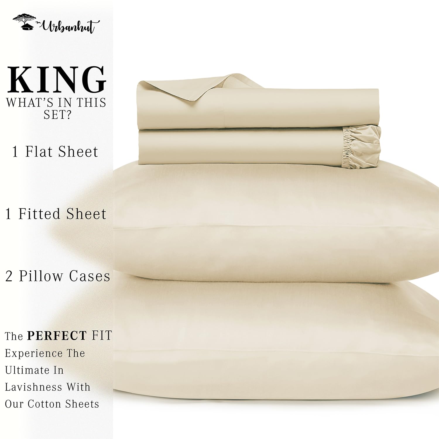 Premium 800 Thread Count King Size Egyptian Cotton Sheets Set - 4 Piece Luxury Bedding with Sateen Finish for Deep Pocket Mattress (16